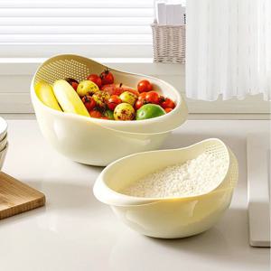 [해외] 감성 모던 주방 타공 쌀씻는볼 다용도 믹싱볼 물빠짐 바구니 2P세트