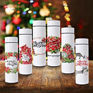 크리스마스 캘리그라피 레드 플라워 에디션 스마트 온도계 텀블러(500ml)