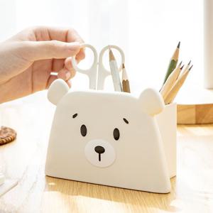 [해외] 1+1 귀여운 곰돌이 미니 데스크 정리함 책상 소품 정리함 연필꽂이 3colors