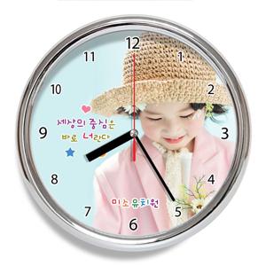 포토 크롬 벽시계 무소음 어린이집 유치원 졸업 생일 선물 액자 답례품
