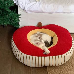 [해외] 북유럽 모던 사과 고양이 강아지 방석 애견 숨숨집 바구니 숨숨집