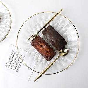 단델리온 골드라인 유리 접시 크리스탈 다이아몬드 빈티지 플레이트 2size