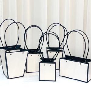 크라프트지쇼핑백 고급 화분 pvc 선물 꽃쇼핑백 블랙라인화분백