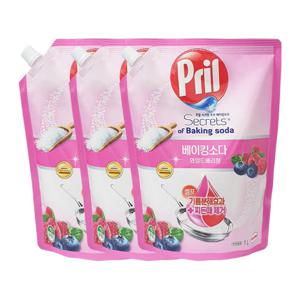프릴 주방세제 베이킹소다 와일드베리 리필 1000ml x3