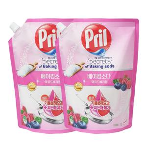 프릴 주방세제 베이킹소다 와일드베리 리필 1000ml x2