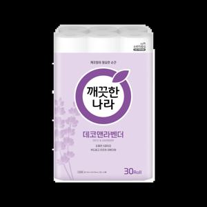 깨끗한나라 3겹 데코앤라벤더 롤화장지 30m 30롤