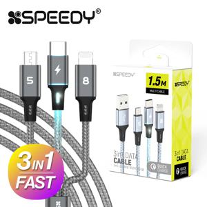 3in1 고속 메탈 패브릭 데이터 멀티 케이블 5+8+C (1.5M) 고속지원(S)