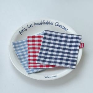 체크 패브릭 티코스터 홈카페 물흡수 컵받침 컵패드