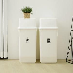 컬러빈 분리수거함 롱바디 60L 2단 (블랙/화이트)