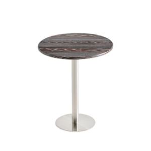 세련 나무결 원형상판 실버기둥다리 스탠딩테이블 600