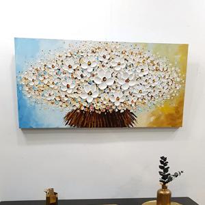 예쁜 흰색 꽃그림 유화 인테리어 홈데코 액자