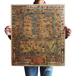 W016 베이징 자금성 손으로 그린 고대지도 포스터 51cm x 60cm