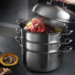 키친아트 올가 인덕션겸용 3단 찜솥 스팀냄비 32cm