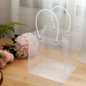 꽃다발 투명 쇼핑백 PP 정사각형 2호 22x24cm 선물 포장 종이 가방