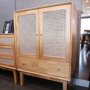 원목 라탄 서랍 수납장