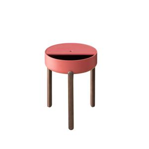 미스틱 핑크 원형 테이블 원목 사이드 테이블 침대 협탁 매트핑크