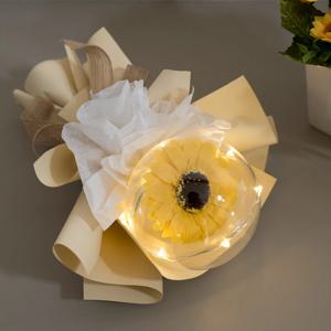 해바라기 조화 꽃다발 LED 한송이벌룬비누 26cm 인테리어 꽃 선물