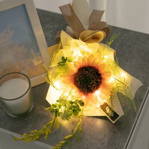 해바라기 조화 꽃다발 LED 한송이 40cm 인테리어 꽃 선물 기념일