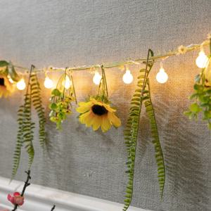 해바라기 조화 가랜드 LED 로핑 벽장식 200cm (DIY) 인테리어 꽃 벽걸이