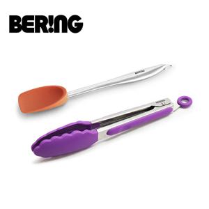 실리콘 스텐레스 조리도구 2종 A-1 세트 (볶음스푼 + 주방집게 / 색상선택)