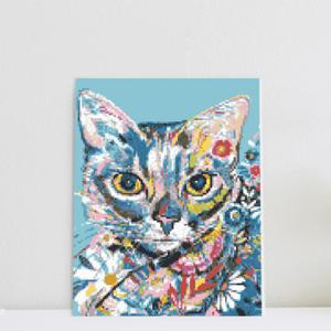 DIY 보석십자수 고양이 캔버스액자형 큐빅페인팅