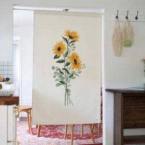 Sunflower 해바라기 일러스트 가림막 커튼 도어커튼 패브릭 가리개 커튼(2size)