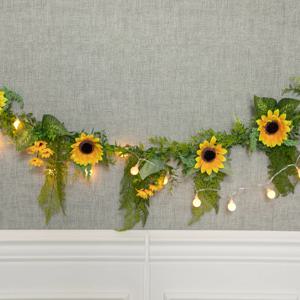 해바라기 조화 가랜드 LED 감성썬플라워 벽장식 115cm (DIY) 인테리어 꽃