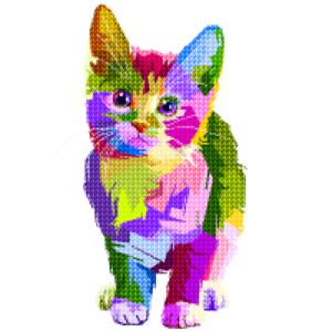 DIY 보석십자수 세트 30x40 레인보우 아기고양이 (D30-13)