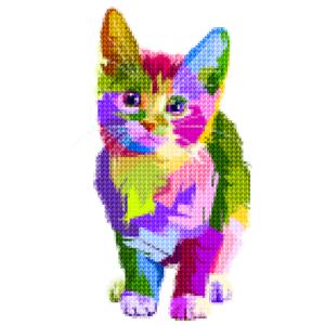 DIY 보석십자수 세트 25x25 레인보우 아기고양이 (D25-19)