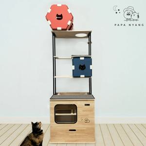 파파냥 사막화방지 고양이 원목 화장실 대형 초대형 특대형 해먹 캣하우스 겸용 PN0080