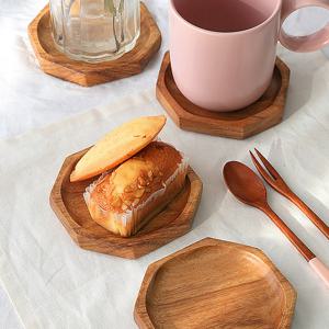 아카시아 나무 팔각 컵받침