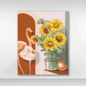 DIY 쉬운 명화그리기 유화세트 A-230 홍학과 해바라기 중형 40x50