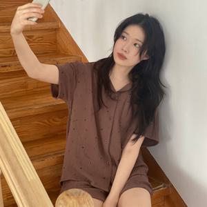 J'eu 체리 요루면 반팔 파자마 잠옷 세트 3color, 2size