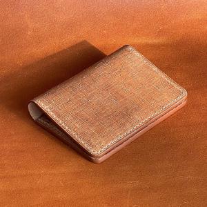 이태리 베지터블 가죽 수제 폴딩 카드지갑 핸드메이드 손바느질 이니셜 각인 (카멜)