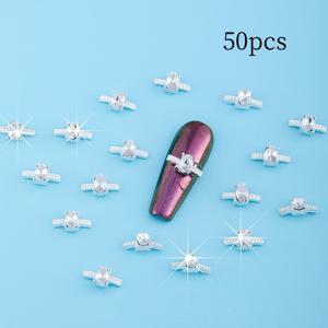 TEMU 50개 반짝이는 골든 라인스톤 네일 참 - 무취 금속 네일 아트 액세서리 DIY 매니큐어 & 장식용, 미니 링, 네일 플레이트|네일아트|매니큐어