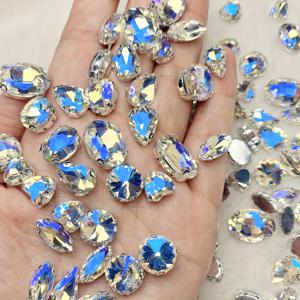 TEMU 40개 무지개 빛깔 AB 유리 라인스톤, 공작 파랑색, 다양한 모양 및 크기 - DIY 패션, 신발, 가방, 모자 및 헤어 액세서리용 반짝이는 장식, 공작 보석|머리핀
