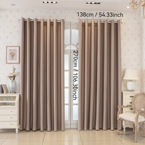 TEMU 2pcs 베이지 커튼 - 그롬메트로 쉽게 설치, 현대적인 스타일, 내구성이 뛰어난 폴리에스터, 침실 및 거실 어둡게하는 패널에 적합