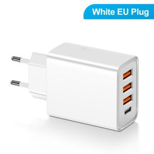 TEMU 3A1C USB Type C 벽 충전기 블록, 10W 4-포트 Type C 충전기 전원 충전기 어댑터 USB A 멀티포트 충전기 벽돌 전화 16/15/14/13/12 Pro Max, 패드, Galaxy S24/23-블랙, 화이트 및 블랙&노랑