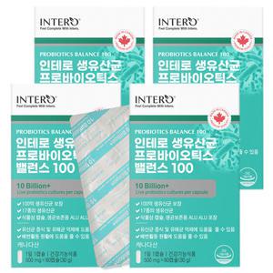 생유산균 4박스 (총8개월분) 100억 인테로 프로바이오틱스 모유유래유산균 신바이오틱스