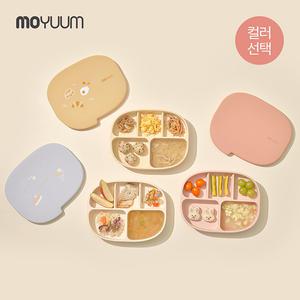 실리콘 초강력 디자인 흡착식판+간식접시(뚜껑 겸용)2종 세트_ 컬러선택
