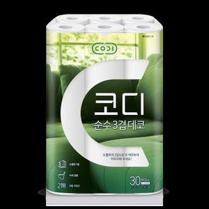 코디(codi) 순수 3겹데코 30m 30롤 1팩 (30롤)