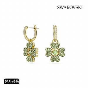 [/본사정품] Idyllia 그린 골드 톤 클로버 드롭 귀걸이 5670664