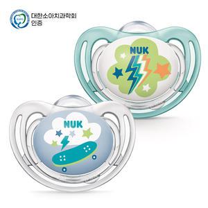 누크 프리스타일 노리개젖꼭지 S2 (6~18개월) 블루 2개입/쪽쪽이