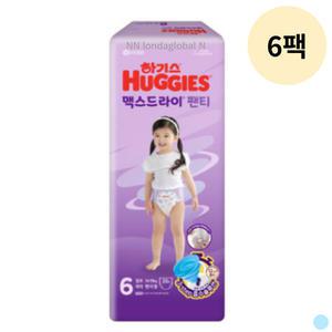 하기스 맥스드라이 6단계 여아 팬티 기저귀 38p 6팩