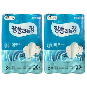 [미래생활] 잘풀리는집 더 도톰한 데코 3겹 30m 30롤 2개