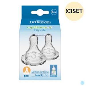 닥터브라운 내로우넥 신생아 젖병 젖꼭지 3단계 2P X3