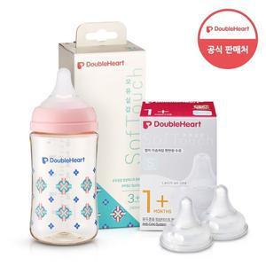 [더블하트] 모유실감 3세대 PPSU 젖병 싱글 240ml  단청 (젖꼭지M포함) +3세대 젖꼭지 2입x1개 (SS)