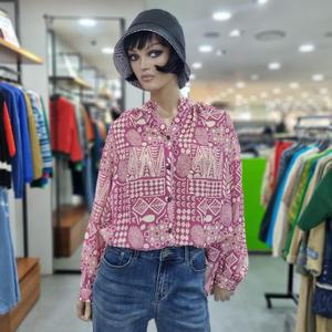 베네통/애플아울렛/소매 셔링 포스터 블라우스/BABL05341