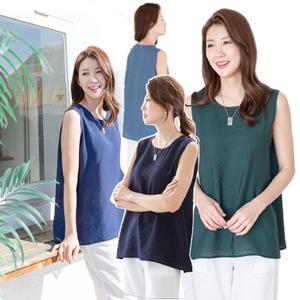 여성 인견 무지 솔리드 나시 민소매 블라우스 루즈핏 가볍고 시원한 데일리룩
