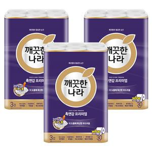 촉앤감 케어 3겹 화장지 30M X 30롤 3개